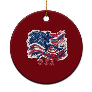 USA Soccer Fan American Flag Ceramic Ornament