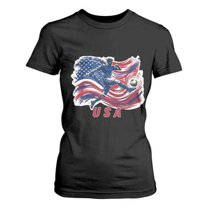 USA Soccer Fan American Flag T Shirt For Women