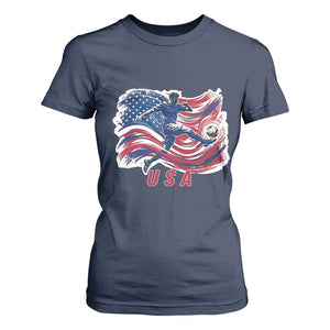 USA Soccer Fan American Flag T Shirt For Women