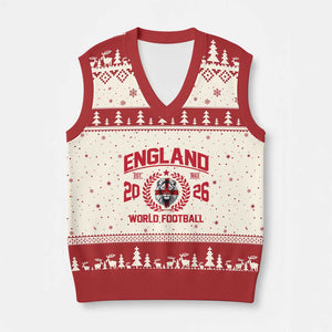 England Football Flag V-Neck Knit Sweater Vest Lion St George Cross Soccer Fan Patriotic