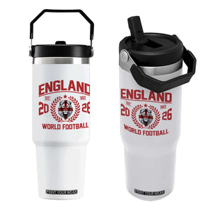 England Football Flag Flip Straw Tumbler Lion St George Cross Soccer Fan Patriotic TS14 One Size: 30 oz White Print Your Wear