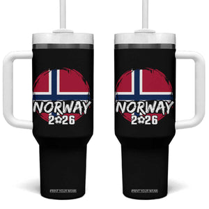 Norway 2026 Soccer Football Fan Norwegian Flag Tumbler With Handle TS14 One Size: 40 oz Black Print Your Wear
