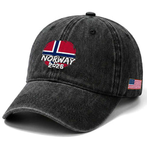 Norway 2026 Soccer Football Fan Norwegian Flag Washed Cotton Baseball Cap