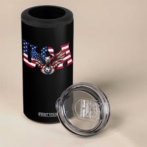 USA Soccer Eagle American Flag Fan 4 in 1 Can Cooler Tumbler TS14 Print Your Wear