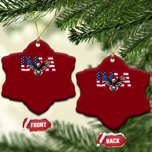 USA Soccer Eagle American Flag Fan Ceramic Ornament