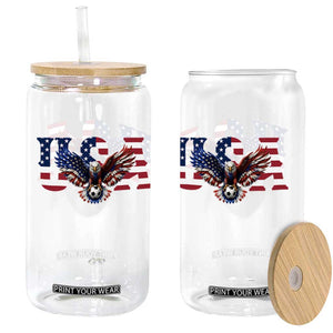 USA Soccer Eagle American Flag Fan Glass Can TS14 Print Your Wear