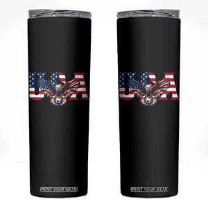 USA Soccer Eagle American Flag Fan Skinny Tumbler TS14 Black Print Your Wear