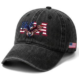 USA Soccer Eagle American Flag Fan Washed Cotton Baseball Cap