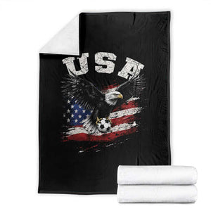 USA Soccer Bald Eagle American Flag Vintage Throw Blanket TS14 Black Print Your Wear
