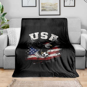 USA Soccer Bald Eagle American Flag Vintage Throw Blanket TS14 Print Your Wear