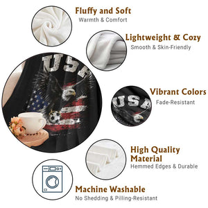 USA Soccer Bald Eagle American Flag Vintage Throw Blanket TS14 Print Your Wear
