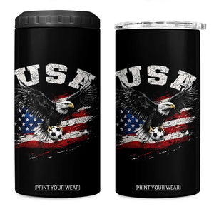 USA Soccer Bald Eagle American Flag Vintage 4 in 1 Can Cooler Tumbler TS14 One Size: 16 oz Black Print Your Wear