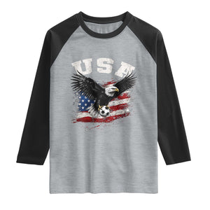 USA Soccer Bald Eagle American Flag Vintage Raglan Shirt