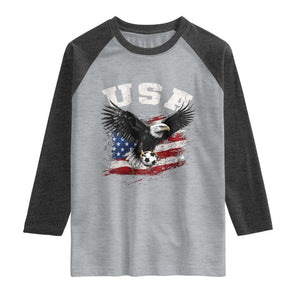 USA Soccer Bald Eagle American Flag Vintage Raglan Shirt