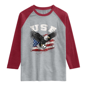 USA Soccer Bald Eagle American Flag Vintage Raglan Shirt