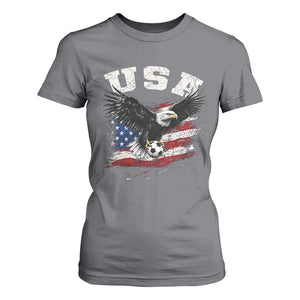 USA Soccer Bald Eagle American Flag Vintage T Shirt For Women