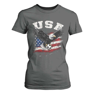 USA Soccer Bald Eagle American Flag Vintage T Shirt For Women