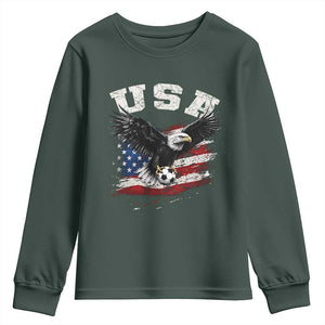 USA Soccer Bald Eagle American Flag Vintage Youth Sweatshirt