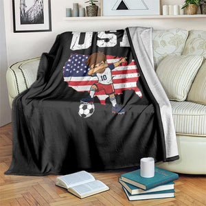 USA Soccer Dabbing Boy American Flag Fan Throw Blanket TS14 Print Your Wear
