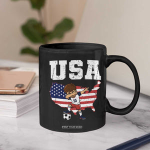 USA Soccer Dabbing Boy American Flag Fan Coffee Mug TS14 Print Your Wear