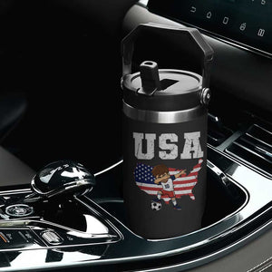 USA Soccer Dabbing Boy American Flag Fan Flip Straw Tumbler TS14 Print Your Wear