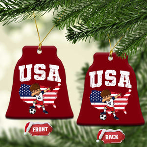 USA Soccer Dabbing Boy American Flag Fan Ceramic Ornament