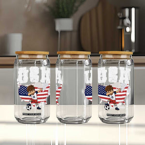 USA Soccer Dabbing Boy American Flag Fan Glass Can TS14 Print Your Wear