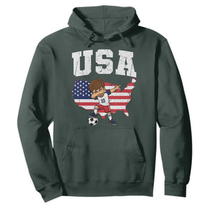 USA Soccer Dabbing Boy American Flag Fan Hoodie