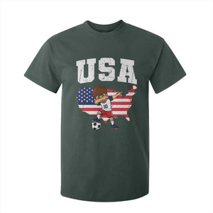 USA Soccer Dabbing Boy American Flag Fan T Shirt For Kid