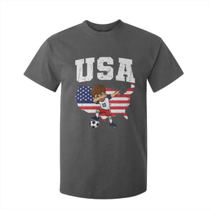 USA Soccer Dabbing Boy American Flag Fan T Shirt For Kid
