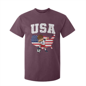 USA Soccer Dabbing Boy American Flag Fan T Shirt For Kid