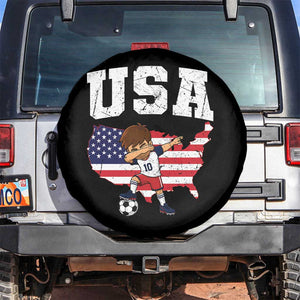 USA Soccer Dabbing Boy American Flag Fan Spare Tire Cover TS14 No hole Black Print Your Wear