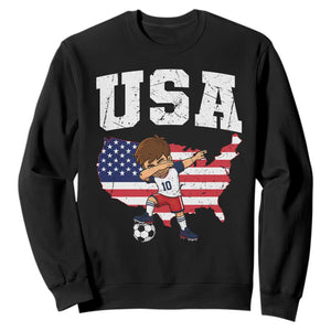 USA Soccer Dabbing Boy American Flag Fan Sweatshirt