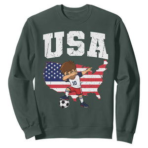 USA Soccer Dabbing Boy American Flag Fan Sweatshirt