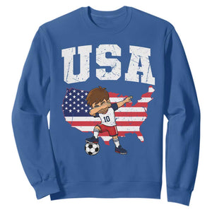 USA Soccer Dabbing Boy American Flag Fan Sweatshirt