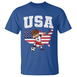 USA Soccer Dabbing Boy American Flag Fan T Shirt