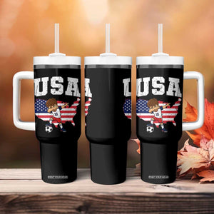 USA Soccer Dabbing Boy American Flag Fan Tumbler With Handle TS14 Print Your Wear