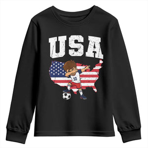 USA Soccer Dabbing Boy American Flag Fan Youth Sweatshirt