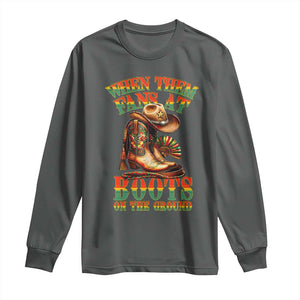 Black Cowgirl Long Sleeve Shirt When Them Fans At Boots On The Ground TS14 Dark Heather Print Your Wear