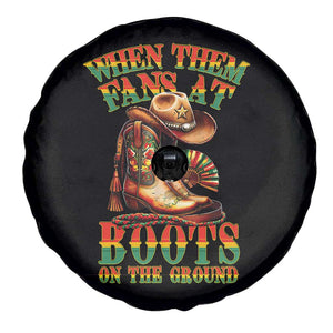 Black Cowgirl Spare Tire Cover When Them Fans At Boots On The Ground TS14 Print Your Wear
