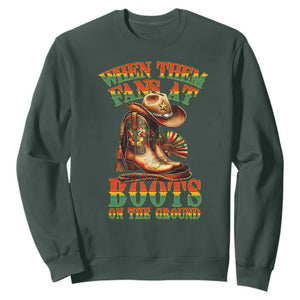 Black Cowgirl Sweatshirt When Them Fans At Boots On The Ground TS14 Dark Forest Green Print Your Wear