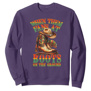 Black Cowgirl Sweatshirt When Them Fans At Boots On The Ground TS14 Purple Print Your Wear