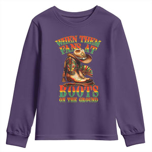 Black Cowgirl Youth Sweatshirt When Them Fans At Boots On The Ground TS14 Purple Print Your Wear