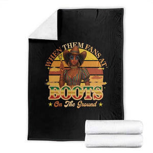 Black Cowgirl Rodeo Throw Blanket Where Them Fans At Boots On Da Ground TS14 Black Print Your Wear