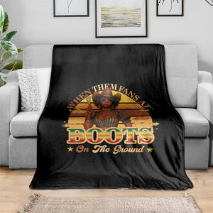 Black Cowgirl Rodeo Throw Blanket Where Them Fans At Boots On Da Ground TS14 Print Your Wear