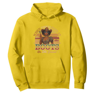 Black Cowgirl Rodeo Hoodie Where Them Fans At Boots On Da Ground TS14 Daisy Print Your Wear