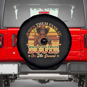 Black Cowgirl Rodeo Spare Tire Cover Where Them Fans At Boots On Da Ground TS14 Black Print Your Wear
