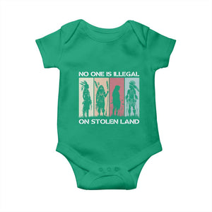 No One is Illegal on Stolen Land Baby Onesie Native American Indigenous TS14 Irish Green Print Your Wear