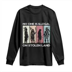No One is Illegal on Stolen Land Long Sleeve Shirt Native American Indigenous TS14 Black Print Your Wear
