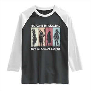 No One is Illegal on Stolen Land Raglan Shirt Native American Indigenous TS14 Black White Print Your Wear